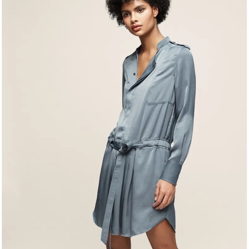 Reiss Eleanor Satin Shirt Dress Size 2 - Picture 5 of 14